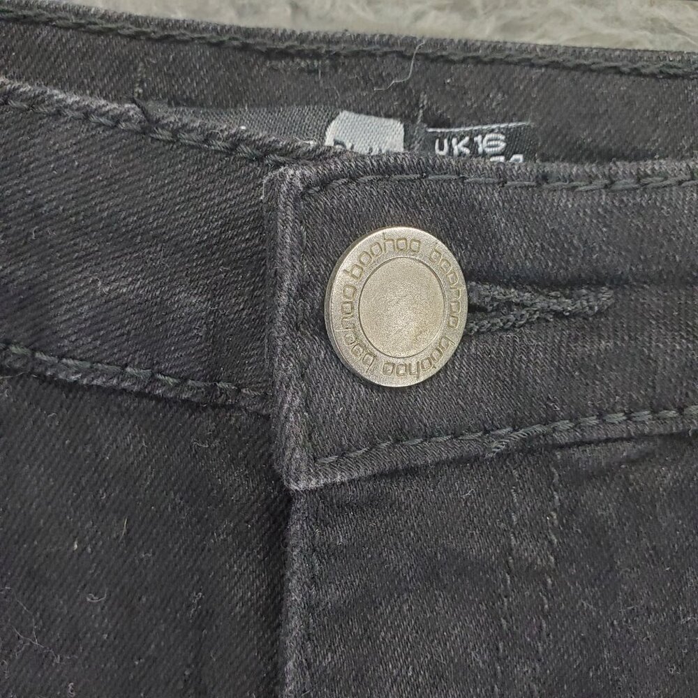 Boohoo Shorts Womens 12 Black High Rise Stretch Cycling Denim Style *NWT* - Picture 11 of 13